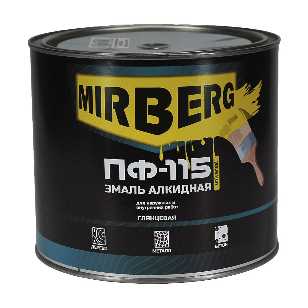 Эмаль ПФ-115 шоколадная 1,8кг MIRBERG (1/6/300шт)